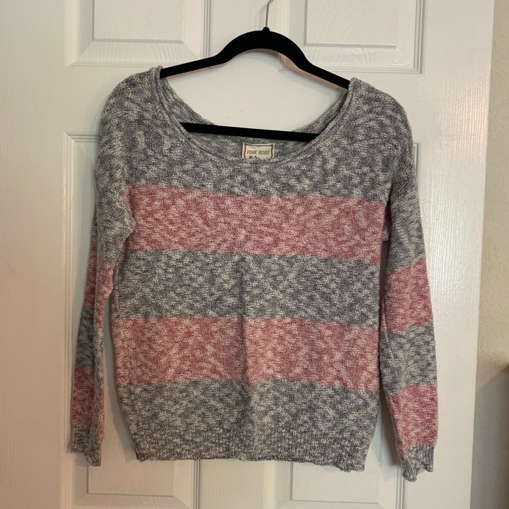 Pink rose sweater pink and grey